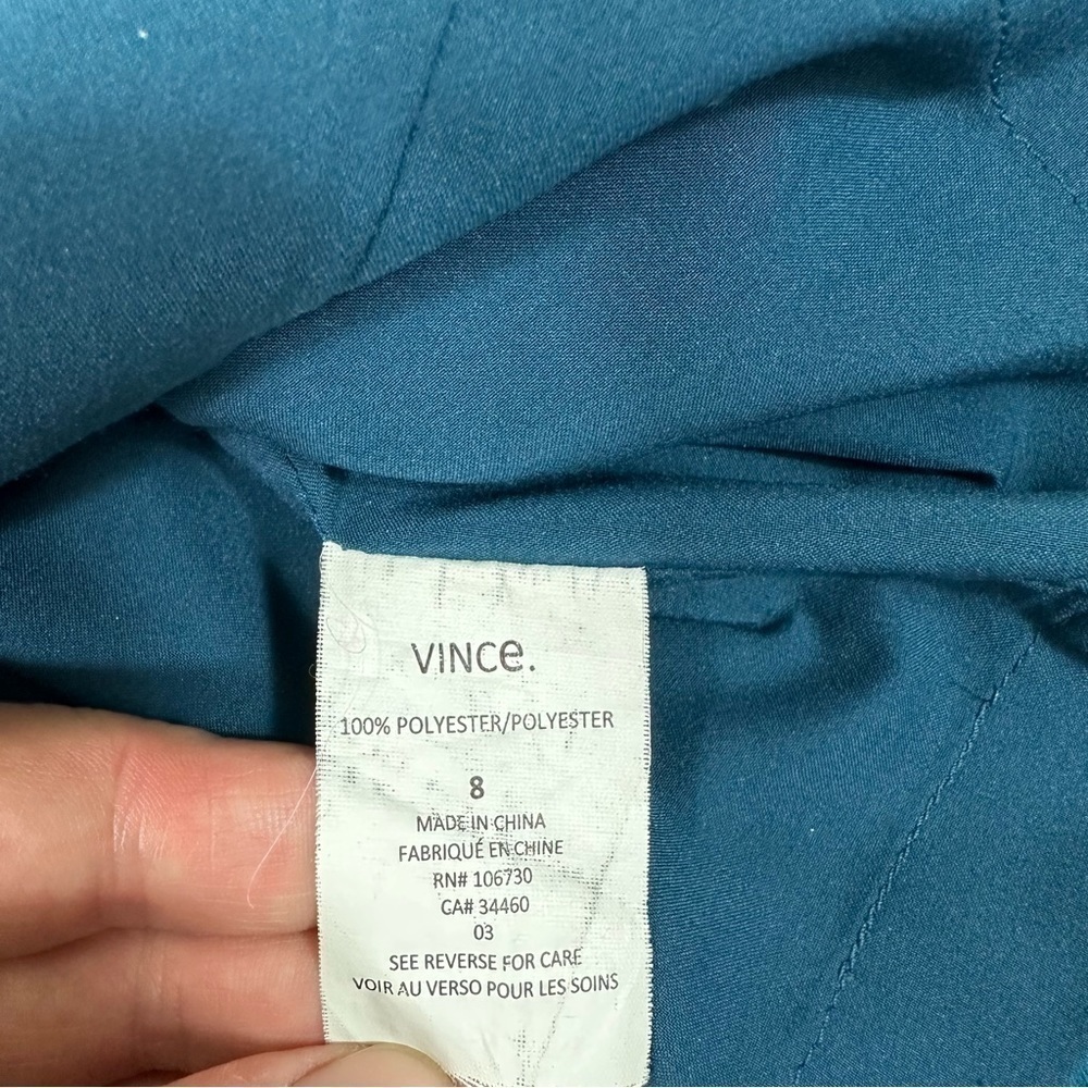 Vince Dress 8 Teal Classic Crepe Shift  Pockets Sleeveless Lined - Picture 12 of 13